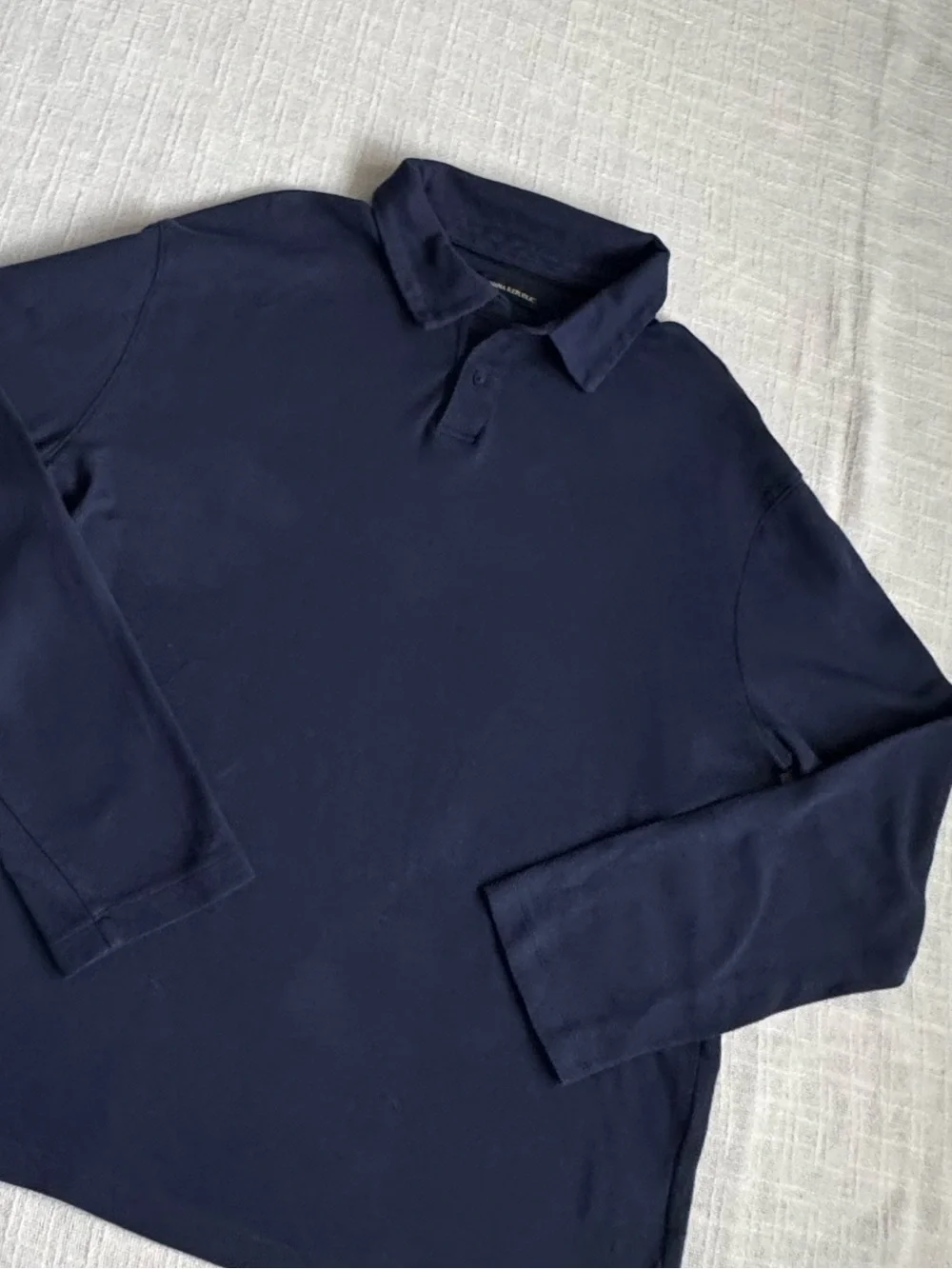 Banana Republic Men's Shirt Navy Long-Sleeve Polo 100% Cotton SZ XL